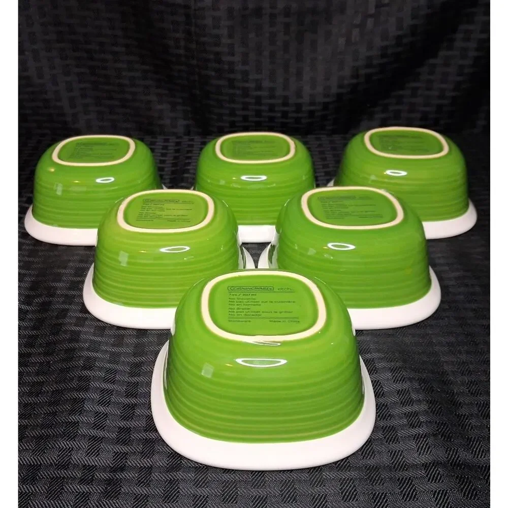 Corning Ware Etch Green 7 Oz Bakeware Set Of 6